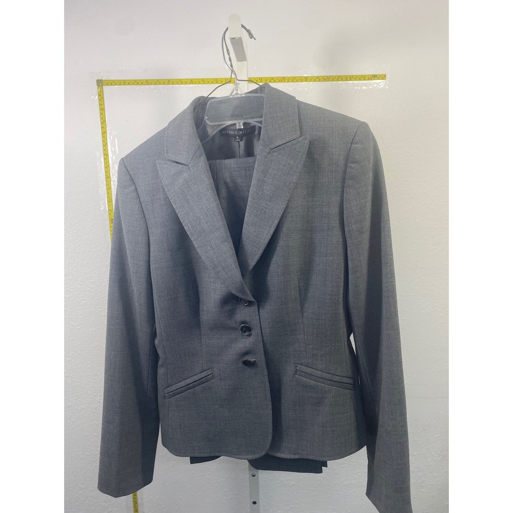 Antonio Melani Gray Pant Suit Blazer‎ Size 8 Pants Size 10 Professional Set